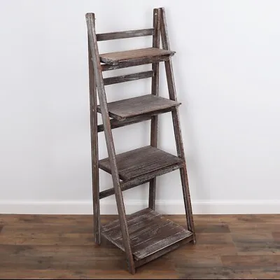 4 Tiers Foldable Corner Ladder Shelf Bookcase Display Storage Plant Stand Rack • $28.50