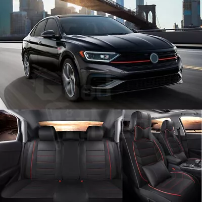 $139.56 • Buy For Volkswagen VW Jetta Car Seat Covers Full Set Protector Leather 5Pcs Cushion