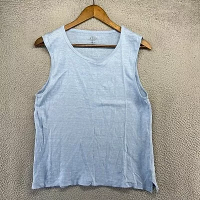 J Crew Tank Top Shirt Men's Medium Blue Linen Knit Goods Lightweight Casual • $19.83