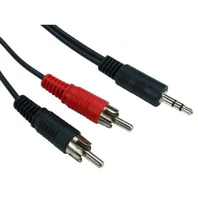 10m RCA To 3.5mm Jack To 2 X RCA Cable Phono Audio Lead - 10 Metre Long • £3.99
