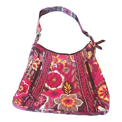 Vera Bradley Carnaby Shoulder Bag Purse Tote Lisa B Magenta Floral Quilted • $12.98