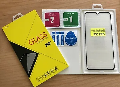 £5.59 • Buy For Huawei P30 PRO Tempered Glass Screen Protector FULL GLUE BACK BLACK TRIM