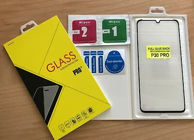 For Huawei P30 PRO Tempered Glass Screen Protector FULL GLUE BACK BLACK TRIM • £5.59