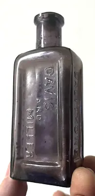 Nice Amethyst Medicine Bottle Labeled Davis & Miller Baltimore 1880's Era L@@k • $39