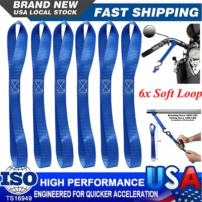 6x Soft Loop Tie Down Straps Ratchet 4500lbs For Motorcycle Dirt Bike Heavy Duty • $10.41