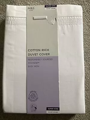 Bnwt M&s White Cotton Rich Duvet Cover Super King  • £29.99