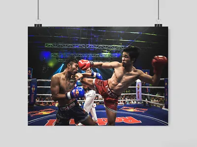 Muay Thai Boxing Poster Punch Kick Knee Contact Image Print Sports  A3 A4 Size • £12.45