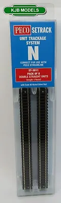 N Gauge PECO ST-3011 Double Straight (Pack Of 8 ST-11) SETRACK Code 80 • £20.50