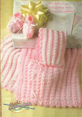 Baby Set Afghan Booties & Hat Digest Size Crochet Pattern Instructions • $2.50