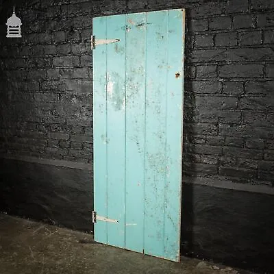 Small 19th C Light Blue Painted Ledged And Braced Pine Internal Cottage Door • £276