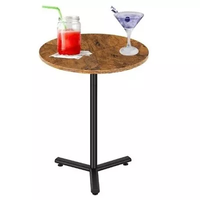 Brown Round Side Table Modern Small Pedestal Accent Drink Table Round Bar Table • $54.26