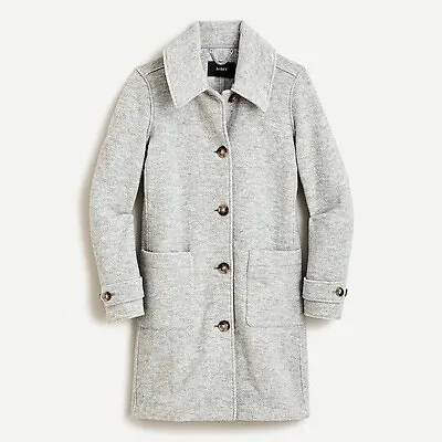 J. Crew Lady Coat In Italian Boiled Wool In Heather Dusk Gray Sz 14 • $39.99