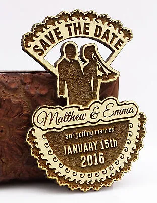 $81.39 • Buy Rustic Wedding Save The Date Magnets Wooden Engraved Magnet 20 Personalized-13h