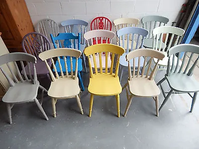 £110 • Buy Painted Solid Wood Farmhouse Country Style Kitchen Dining Chairs Mix Colour