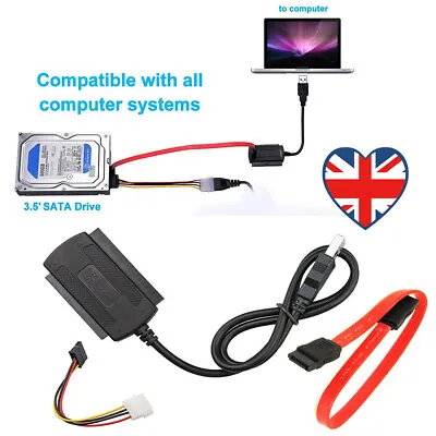 USB 2.0 To SATA PATA IDE Cable Adapter Kit For 2.5 3.5 Inch SSD Hard Drive Disk • £11.29