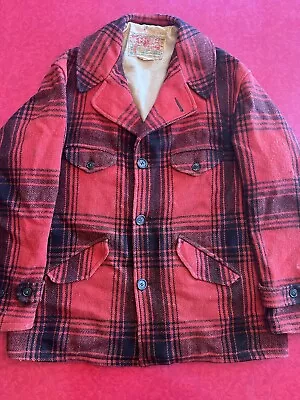 Soo Woolen Mills Buffalo Plaid Mackinaw Heavy Wool Hunting Jacket Coat 60s XL • $24.99