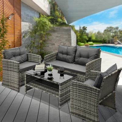$539.90 • Buy Livsip Outdoor Lounge Set Patio Furniture Dining Chairs Wicker Table  4 Piece 