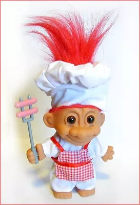 New BBQ Chef TROLL Barbeque RED Hair Apron Hat Hotdogs Russ OLD STOCK • $28