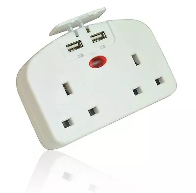 £14.49 • Buy European Travel Adapter Power Double Plug Socket With 2 USB Ports - UK To Euro