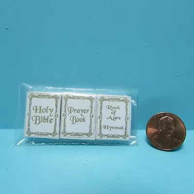 Dollhouse Miniature Bible Hymnal And Prayer Religious Book Set NCNI177 • $6.74