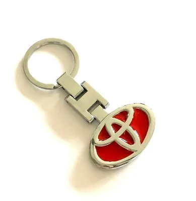 $17.99 • Buy TOYOTA Red Silver Car Logo Key Chain Key Ring Stainless Comes With Black Box