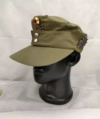 WWII WW2 GERMAN ARMY AFRIKA KORPS M43 FIELD CAP & Cockade HAT SET SIZE M • $23.39