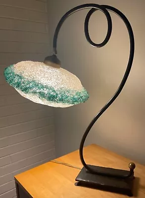 Vintage 70s Spun Acrylic UFO Saucer Lamp Metal Base Modern Lighting Mid Century • $650