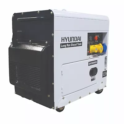 Hyundai Standby Diesel Generator DHY8000SELR 6kW 6000w 7.5kVA Silenced Long Run • £1299.99