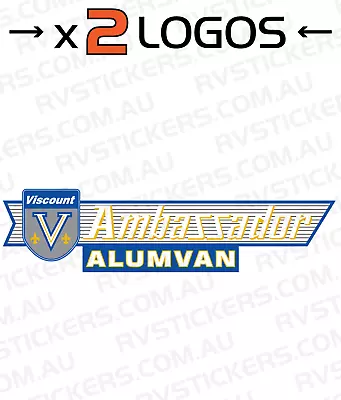 2x VISCOUNT AMBASSADOR ALUMVAN LARGE Caravan Decal Sticker Vintage Graphics • $69