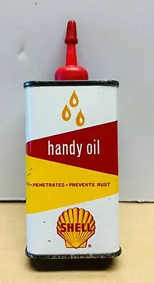 Vintage Shell Oil Can 4Fl Oz Tin Handy Oiler Full • $14.99