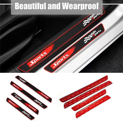 4Pcs Car Door Sill Scuff Plate Cover Protector Flexible Rubber Scratch Resistant • $23.74