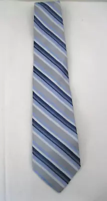 Men's Murano Silk NECKTIE Tie MADE IN USA EXTRA LONG XL Blue  Gray Striped • $7.99