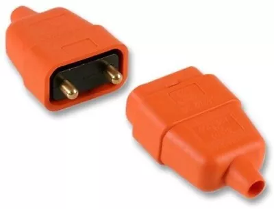 2 Pin In-Line High Impact Rubber Cable Connector 10A Extends Mains Tools Orange • £6.87