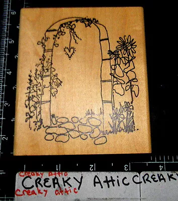 Arbor Gate Stones Flowers Stitched Rubber Stamp Imaginations # 140 • $6.75