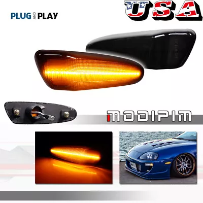 2PCS Smoked Lens Amber LED Front Park Side Marker Lights For 00-05 Toyota Celica • $29.99