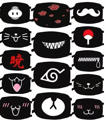 Cloth Face Mask Cartoon Anime Funny Expression Cotton Washable Reusable Black • $5.75