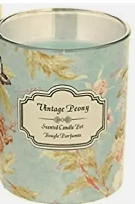 £6 • Buy Peony Scented Duck Egg Blue Floral Vintage Style Glass Jar Candle
