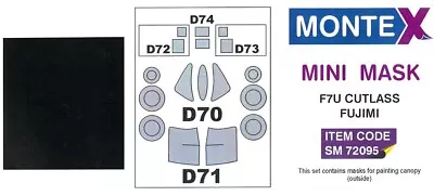 Montex 1/72 VOUGHT F7U CUTLASS CANOPY & WHEELS PAINT MASK Fujimi • $3.99