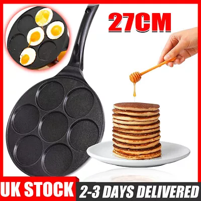 7-Hole Fried Egg Pancake Burger Frying Pan Non-Stick Breakfast Egg Maker Cook • £13.89