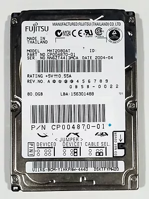 Fujitsu 80GB IDE 2.5 Hard Drive MHT2080AT Tested Working • $17.95