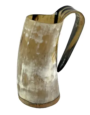 Viking Horn Mug Drinking Cup Genuine Ox Tankard For Ale Beer Drinkware • $18.95