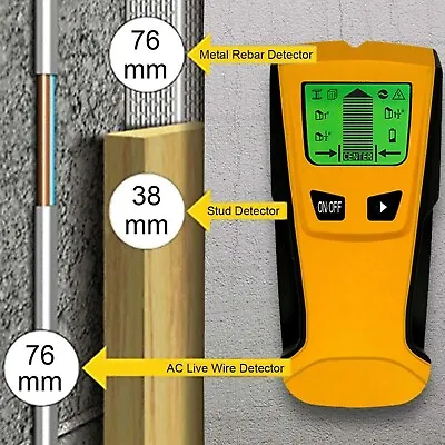 Metal Finder Wood Studs Detector AC Voltage Live Wire Detect Wall Scanner LCD • £22.01