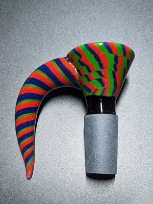 $17.99 • Buy 2  Candy Cane Twisted Horn Bowl Premium Thick 14mm Glass Bowl Funnel Slide
