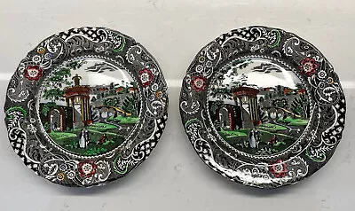 Vintage  Landscape  W. R. Midwinter Black Dinner Plate Set Of 2 See Description • $23.99