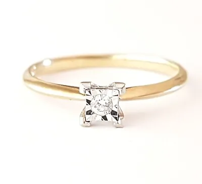 Beautiful Solid 9ct Gold Solitaire Diamond Ring. Illusion Setting. Size O 1/2.  • $169