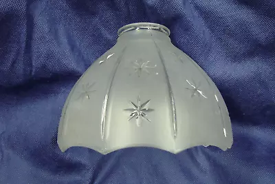 Vintage Scalloped Frosted Glass Globe Shade With Stars & Stripes 2 1/4  Fitter • $14.99