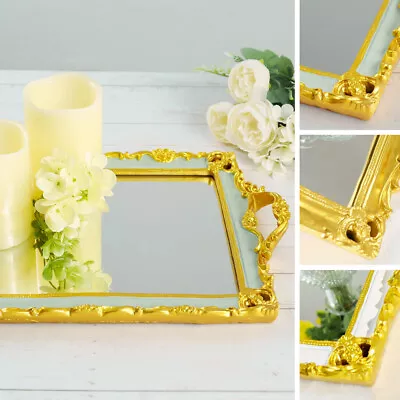15x10  Metallic Rectangle Mirror SERVING TRAY Handles Party Event Tableware • $34.59