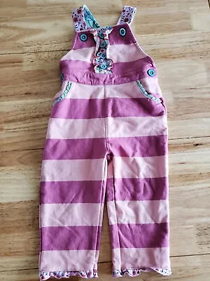 Matilda Jane World Travelers Overalls Size 12-18 Months Ruffles Pink Striped • $18
