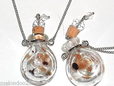 1pc Lg Murano Glass Clear Urn Oil Perfume Bottle Cork Pendant Vial Necklace New • $24.95