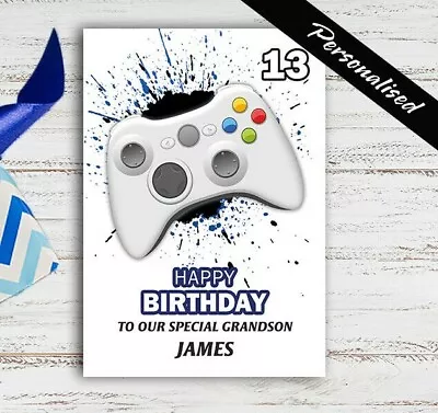 Personalised Game Controller XBOX Birthday Card For Gamers - Name & Age • £2.99